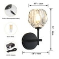 thumbnail image 3 of FSLiving Battery Operated Wall Lamp Industrial Crystal Wall Sconces Vintage Wall Lighting Fixtures with G9 Socket for Living Room Bedroom Hallway,Rechargeable - 2 Packs(3000K Warm White ), 3 of 8
