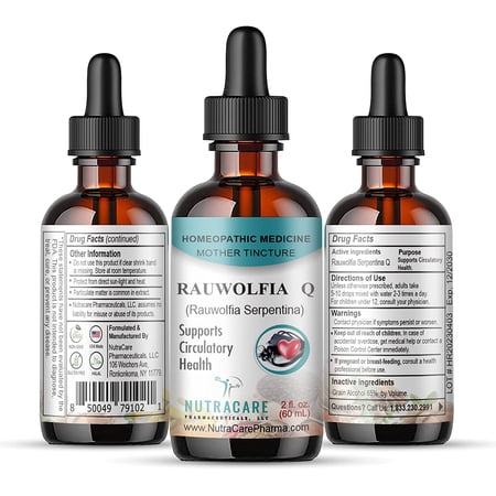 Rauwolfia Mother Tincture Q - 2.0 Fl Oz (60mL) - Nutracare Pharmaceuticals Manufactres & Ships from New York, USA.