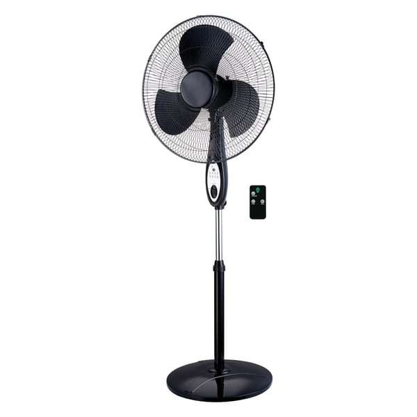 Optimus F-1672BK-F F-1672 3 velocidades 50 vatios 16 pulgadas. Ventilador de pie oscilante portátil con control remoto (negro)