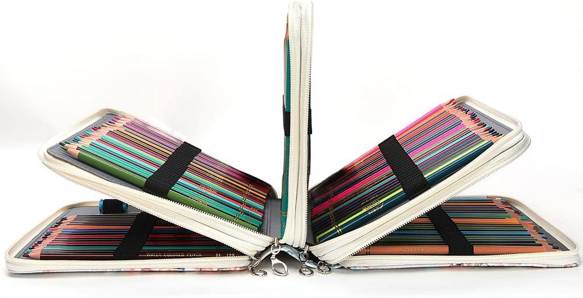 200 Slots Colored Pencil Case - Pencil Organizer with Zipper Closure Canvas Large Capacity Pencil Case for Watercolor Pens Markers