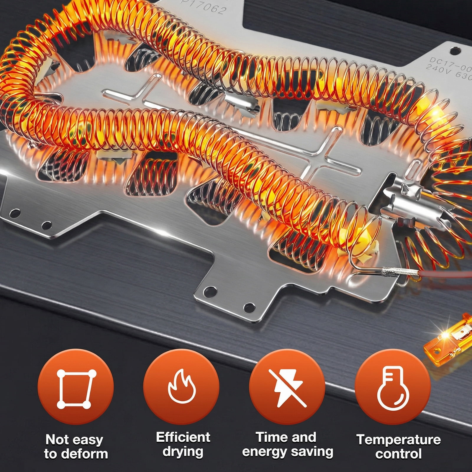 Grusce Dryer Heating Element for DV Complete Dryer, Heating Element Parts with Thermal Fuse Thermostat Compatible with DVE