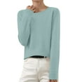 thumbnail image 2 of frariair Women's Lightweight Crew Neck Knitted Sweater Long Sleeve Soft Pullover Blouse For Everyday Casual Comfort Mint Green XXXL, 2 of 5