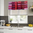 thumbnail image 4 of Red Purple Curtain Valances for Windows, Kitchen Valance Window Treatments Panel 2 Pack, Striped Plaid Modern Abstract Oil Painting Rod Pocket Short Curtains for Bathroom Bedroom 60 x 18 Inch, 4 of 8