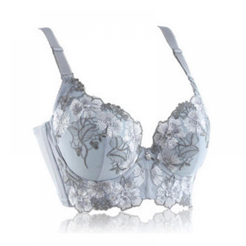Saient Embroidery Floral Bra Lady Women's Padded Lingerie Bralette Bra  Underwire 