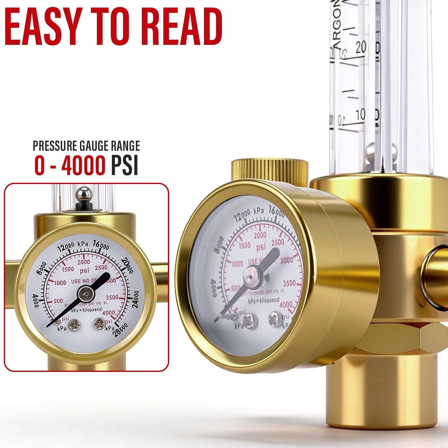 CO2 Argon Regulator Argon Flow Meter Gas Regulator Gauge for Mig Tig Weld with 10FT Gas Hose Welding