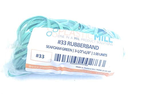 100 Count. Seafoam Green Rubberbands PlasticMill Rubber Bands #33 Size 