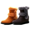 thumbnail image 5 of Ferwind Women's Ankle Booties Low Wedge Heels Suede Winter Shearling Style Adult Grey 10, 5 of 6