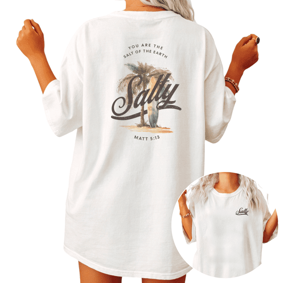 Salty Salt Of The Earth Matt 5:13 Beach Graphic Tees Womans Tshirt Shirts Black White S-5XL Tops