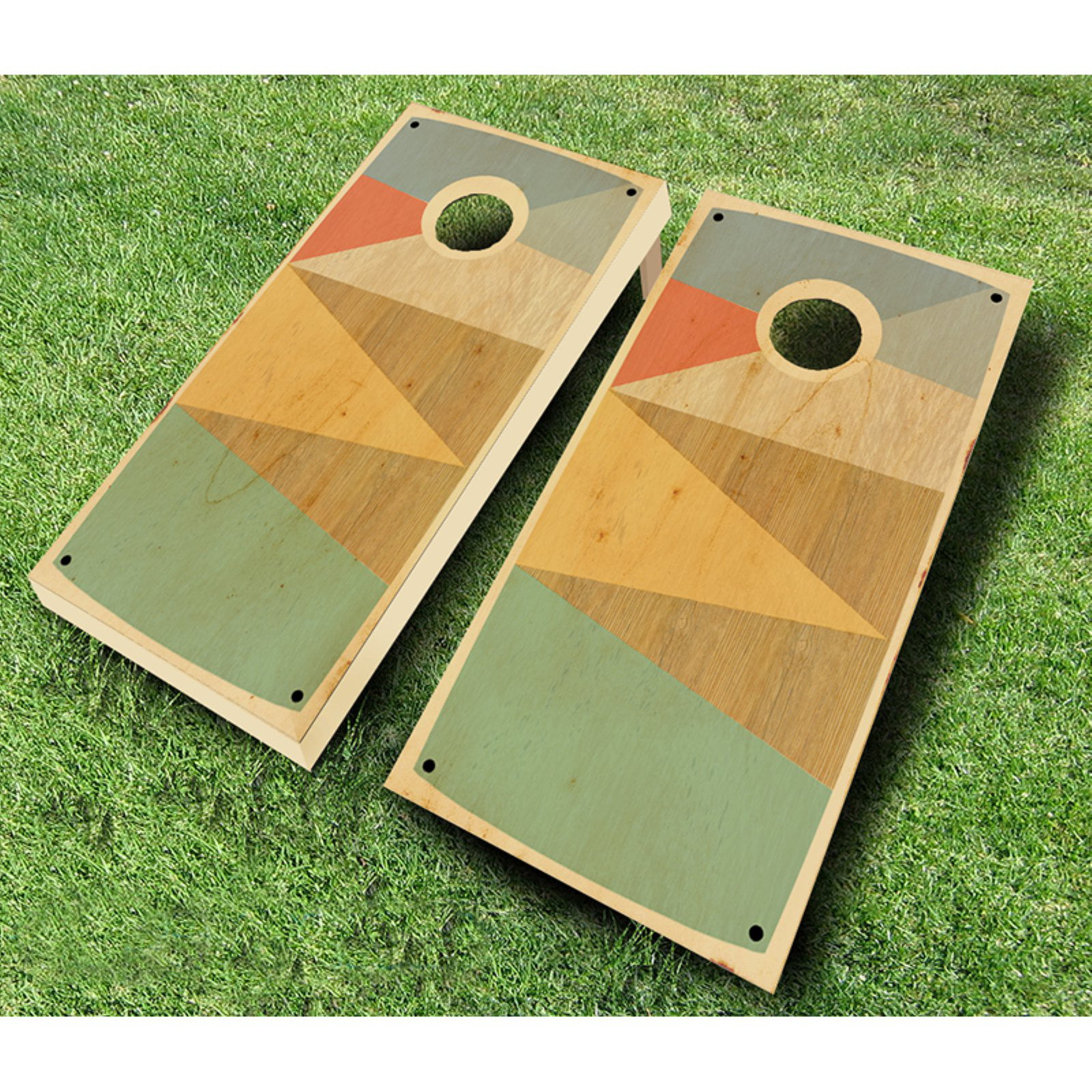 Tailgating Pros Tarpis Green Chestnut Stained Cornhole Boards with Set of 8 Cornhole Bags