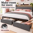 thumbnail image 5 of Furnibear LED Queen Bed Frame with Upholstered Storage Headboard and Drawers, LED Platform Bed with Charging Station, No Box Spring Needed, 5 of 10