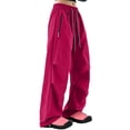 thumbnail image 4 of Hurxie Womens Waterproof Pants Rain Pants Quick-Dry Baggy Cargo Hiking Pants | with Zipper Large Pockets Outdoor Travel Pants Hot Pink,S, 4 of 6