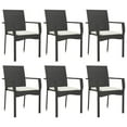 thumbnail image 2 of vidaXL 7 Piece Garden Dining Set with Cushions Black Poly Rattan, 2 of 5