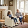 thumbnail image 4 of MCombo Big Kids Recliner Chair with Cup Holders for Toddler Boys and Girls, 2 Side Pockets, 3+ Age Group, Faux Leather 7322 Cream White, 4 of 9