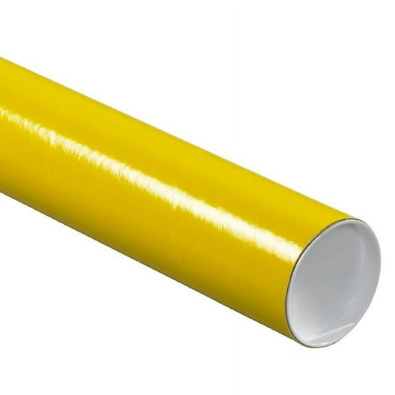 SSBM 24-3" x 36" Yellow Mailing Tubes with Caps 0.07 3-ply, spiral wound construction