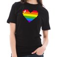 thumbnail image 3 of Plus Size Pixel Rainbow Heart Graphic Design Short Sleeve Cotton Jersey T-Shirt - Black XL, 3 of 4
