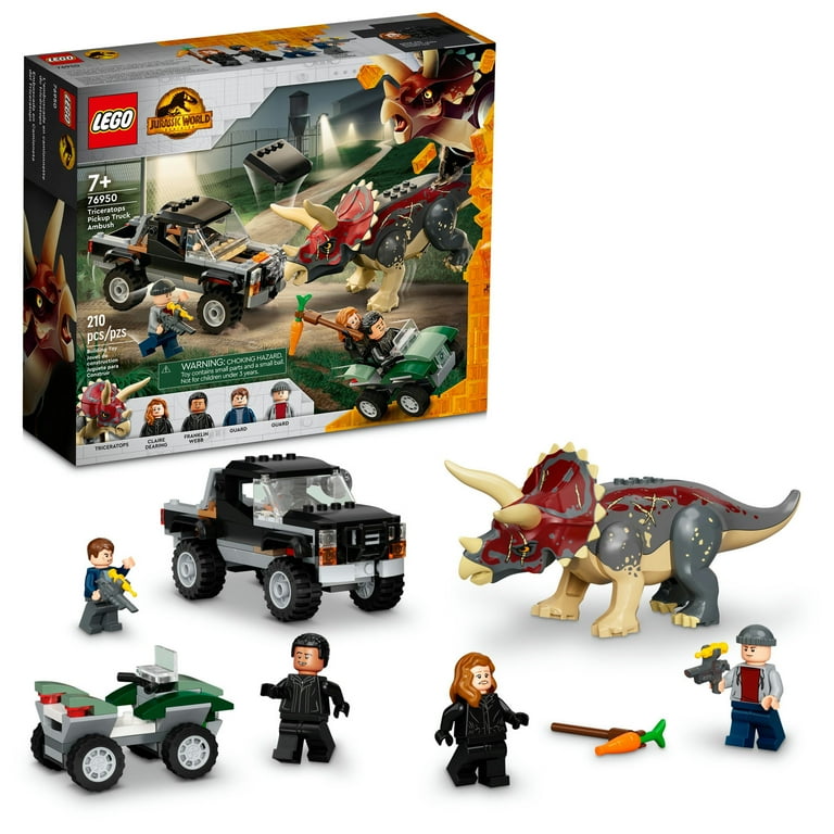 Jurassic World: Baryonyx Dinosaur Boat Escape, top Triceratops Pickup Truck