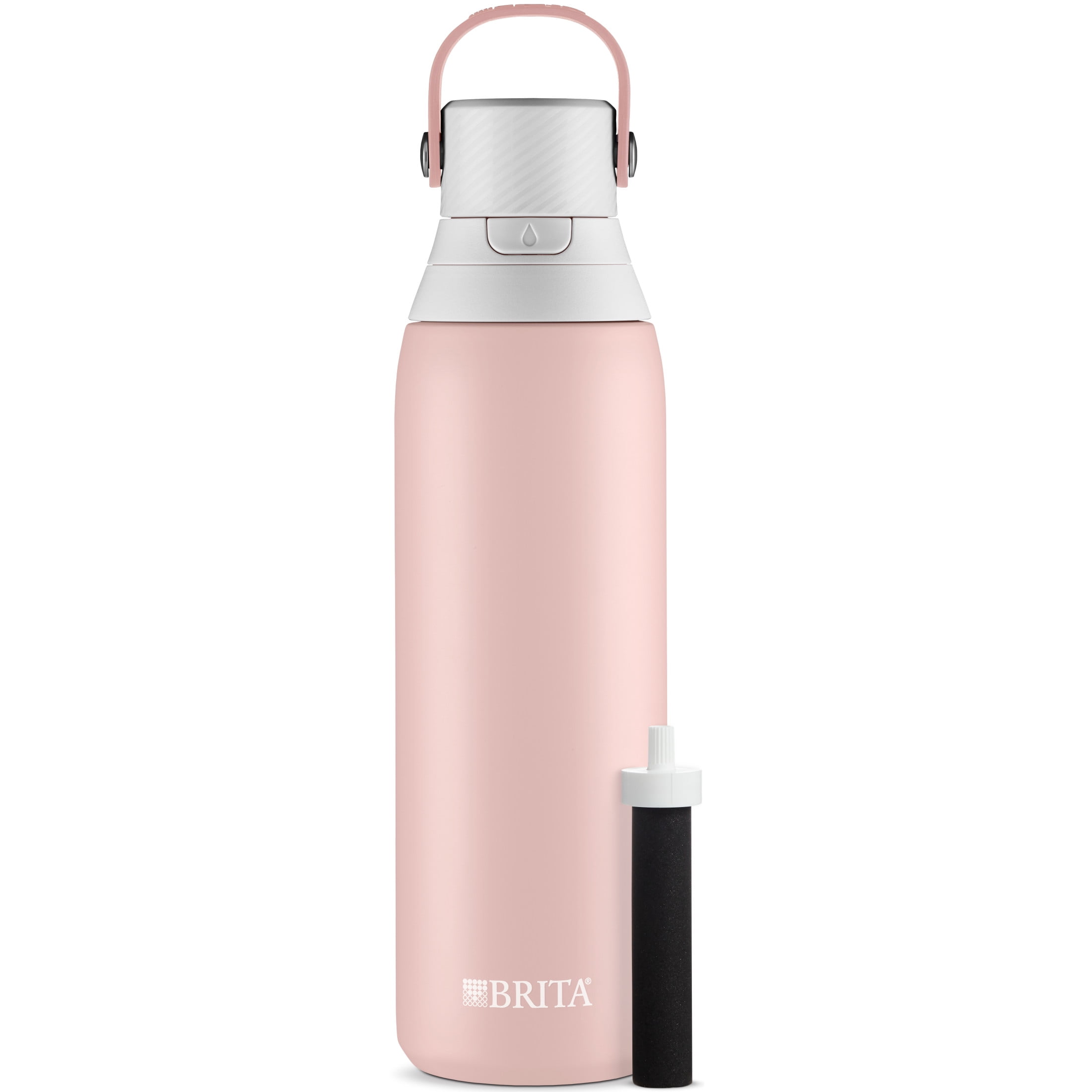 Brita 20 oz Rose Premium Stainless Steel Leak Proof Filtered Insulated Water Bottle with Straw