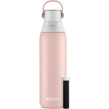 Brita 20 oz Rose Premium Stainless Steel Leak Proof Filtered Insulated Water Bottle with Straw