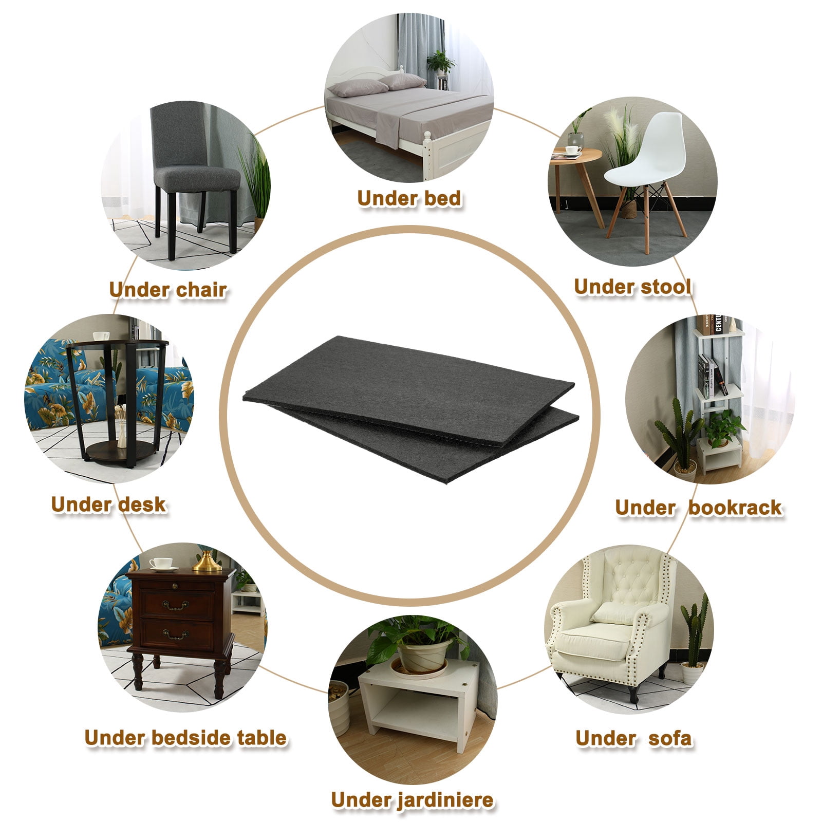 Felt Furniture Pads, 5Pack 11.81" x 7.87" Adhesive Backed Felt Non-slip Anti-scratch Chair Leg Protectors for Protecting Hardwood Floor, Black