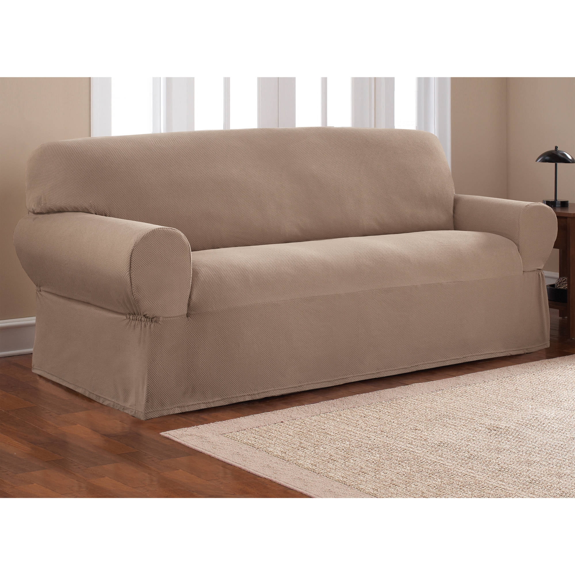 Mainstays 1 Piece Stretch Fabric Sofa Slipcover Walmartcom