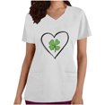 thumbnail image 3 of BiZtdJrK Cute St Patricks Day Tshirts for Women Fashion Holiday Printed Short Sleeve Blouse Top Loose Fit V Neck Scrubs Tops with Pockets White S, 3 of 5
