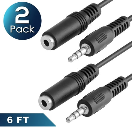 - Insten 2 Pack 6ft 3.5mm Audio Cable Male to Female Cord Extension Stereo Headphone Audio F/M (fit iPhone 6 6S Plus 5.5 4.7 Galaxy S6 Edge)