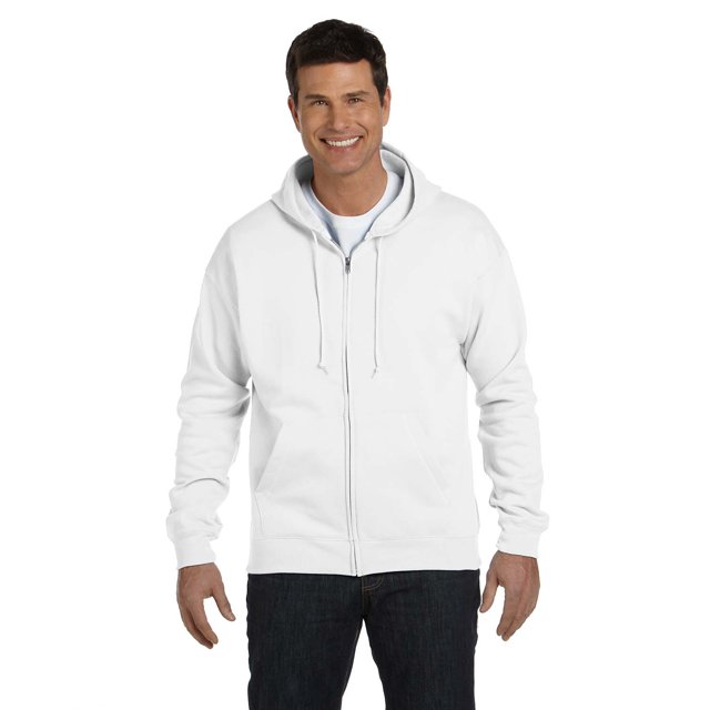 The Hanes 78 oz EcoSmart 50/50 Full-Zip Hood - WHITE - L