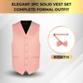 thumbnail image 5 of Oliver George 2pc Men's Solid Formal Suit Vest Waistcoat Tuxedo Dress Vest and Bowtie Set for Suit or Tuxedo Dusty Rose X-Large, 5 of 5