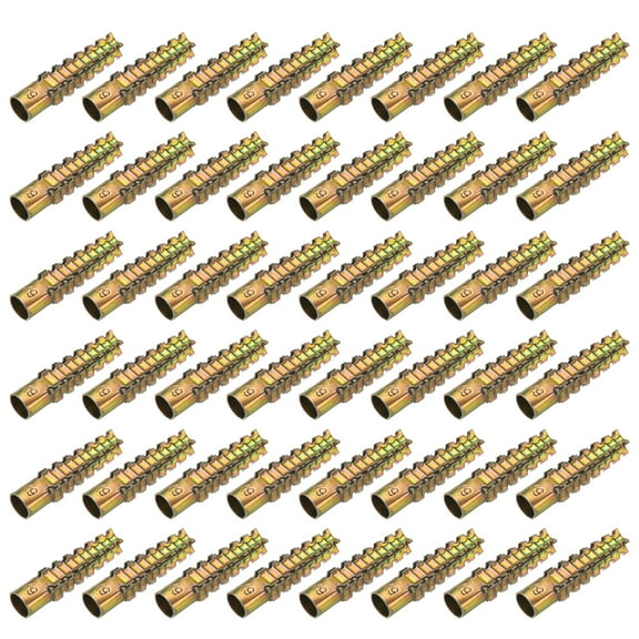 Uxcell 50-Pack M6 x 32 Tree Shaped Steel Drywall Anchors, Metal Expansion Bolt for Various Wall Types[Gold Tone]