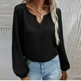 thumbnail image 4 of LYXSSBYX Solid Long Sleeves Women Tops Satin Socket V-Neck Solid-color Commute Long Sleeve Blouses Shirt Tops, 4 of 9