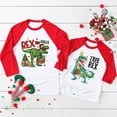thumbnail image 1 of Camiseta con estampado de dinosaurio de dibujos animados para niños, camiseta navideña para niña y niño, ropa de manga raglán, camiseta para niño, ropa de fiesta, 1 of 5