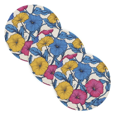 

3 Place Mat Pan Bowl Mat Teacup Mat 15x15x24 Inch Tray Mat Kitchen Pot Mat Hot Pot Mat Teapot Mat Table Protective Mat Colored Morning Glory
