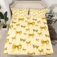 thumbnail image 2 of jejeloiu Kawaii Cartoon Bow Queen Sheet Sets,Yellow Chic Bowknot Bed Set For Girl Kids 4-Piece, 2 of 7