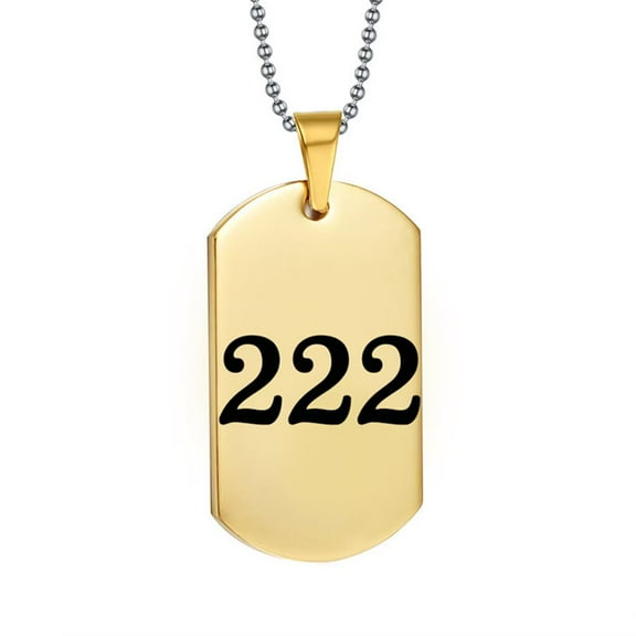 PAURO Angel Number Necklace for Men 000 111 222 333 444 555 666 777 888 999 Chain Simple Cool Stainless Steel Dainty Pendant Gold/Silver Plated Personalized Jewelry Gold Numbe 222