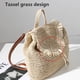 thumbnail image 4 of Mochila de paja para mujer, bolso de hombro, bolsos de playa bohemios, mochila de paja tejida a ganchillo hecha a mano de verano, 4 of 5