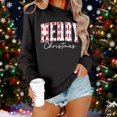 thumbnail image 2 of Women Merry Christmas Sweatshirts Plaid Letter Print Crewneck Tunic Tops Long Sleeve Xmas Holiday Party Pullover, 2 of 4