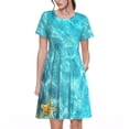 thumbnail image 1 of Disketp Coral And Seashell On The Beach para Vestido de Manga Corta para Mujeres, Vestidos de Verano para Mujeres, Casual y Holgado para la Playa, 1 of 6