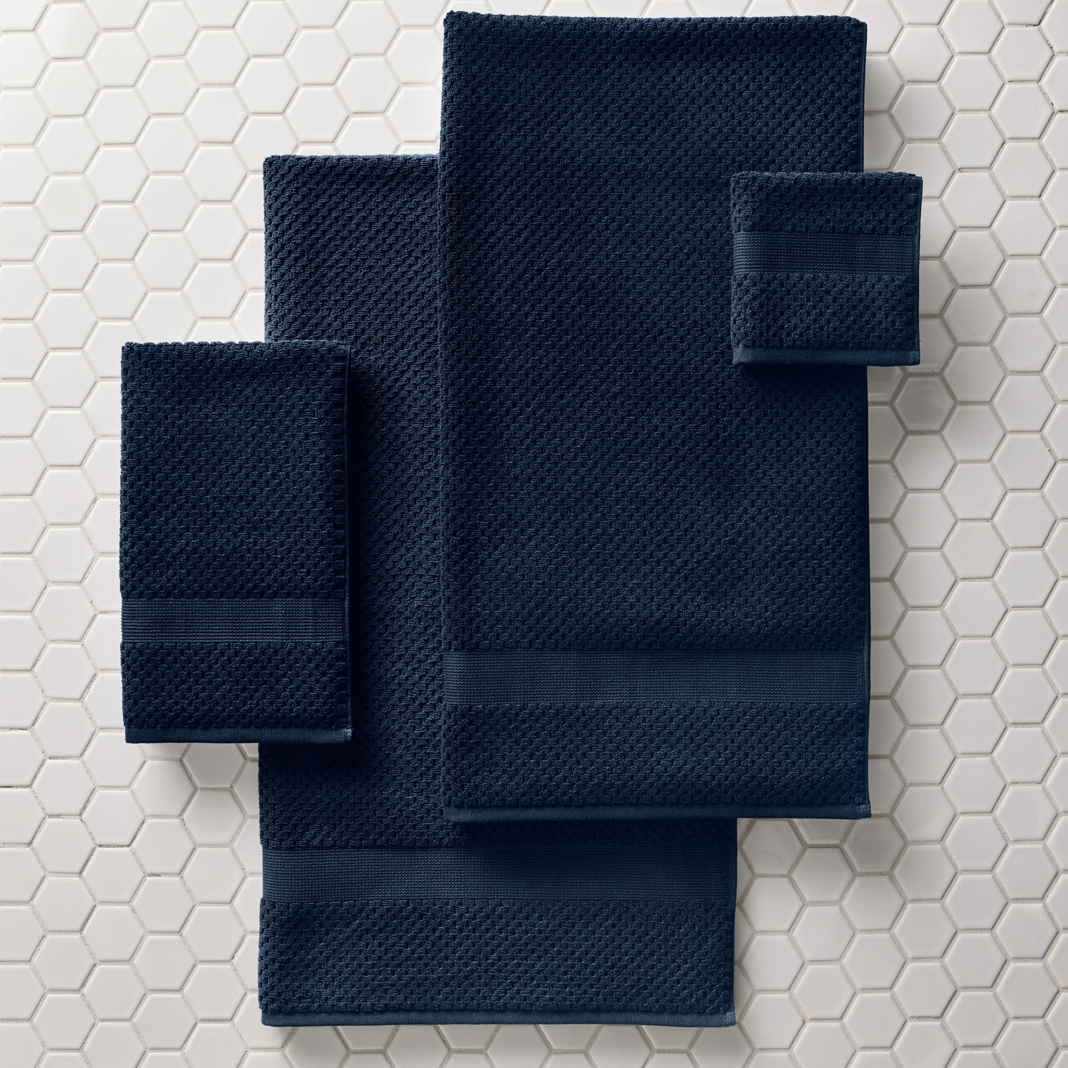 Better Homes & Gardens Signature Soft Cotton Popcorn Textured Bath Towel, Blue Admiral