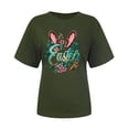 thumbnail image 3 of UPPADA Femmes Heureux Easter T-Shirt Bunny Lapin Graphique T-Shirt Manche Courte Lettres Amusantes Imprimées Chemises Manche Courte Col Rond Tuniques Hauts Vert Armée,G, 3 of 5