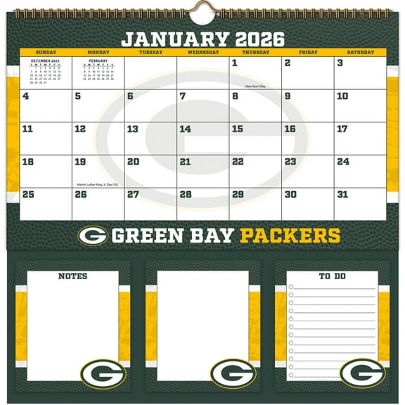 Green Bay Packers 2026 Memomate Spiral Calendar, (Paperback)