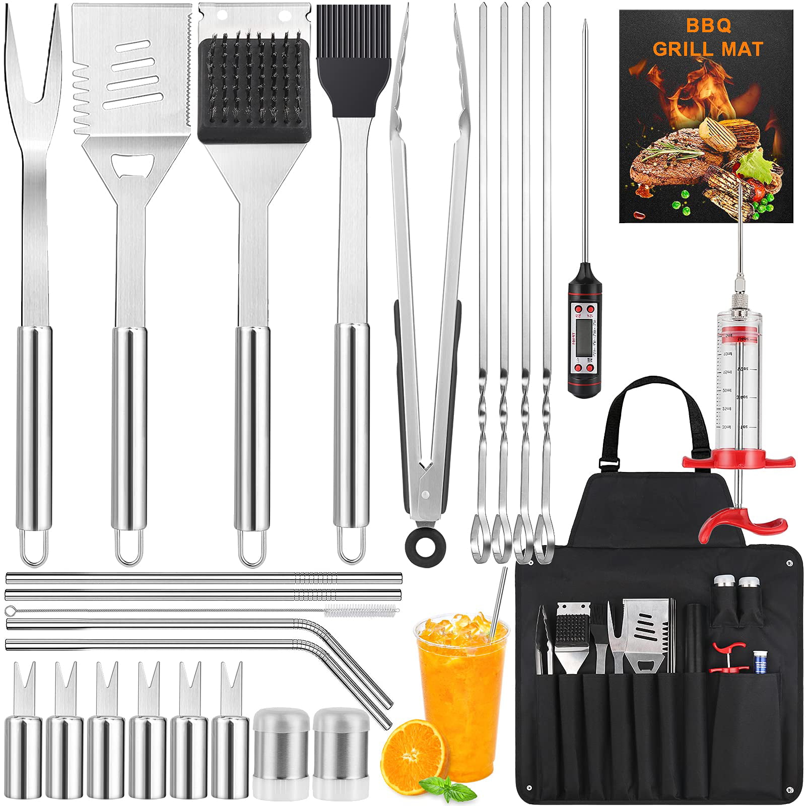 34Pcs Grill Accessories Grilling Gifts for Men, 16 Inches Heavy