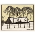 thumbnail image 2 of De Graag, Julie 24x20 Black Ornate Wood Framed with Double Matting Museum Art Print Titled - Farm in the snow, 2 of 4