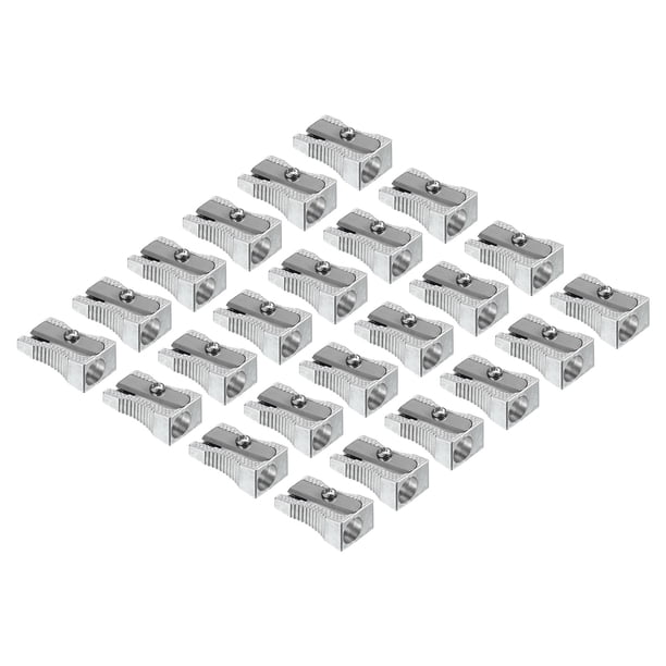 Afiladores de lápices de metal Uxcell, afilador manual de un solo orificio de aluminio, plateado, paquete de 24