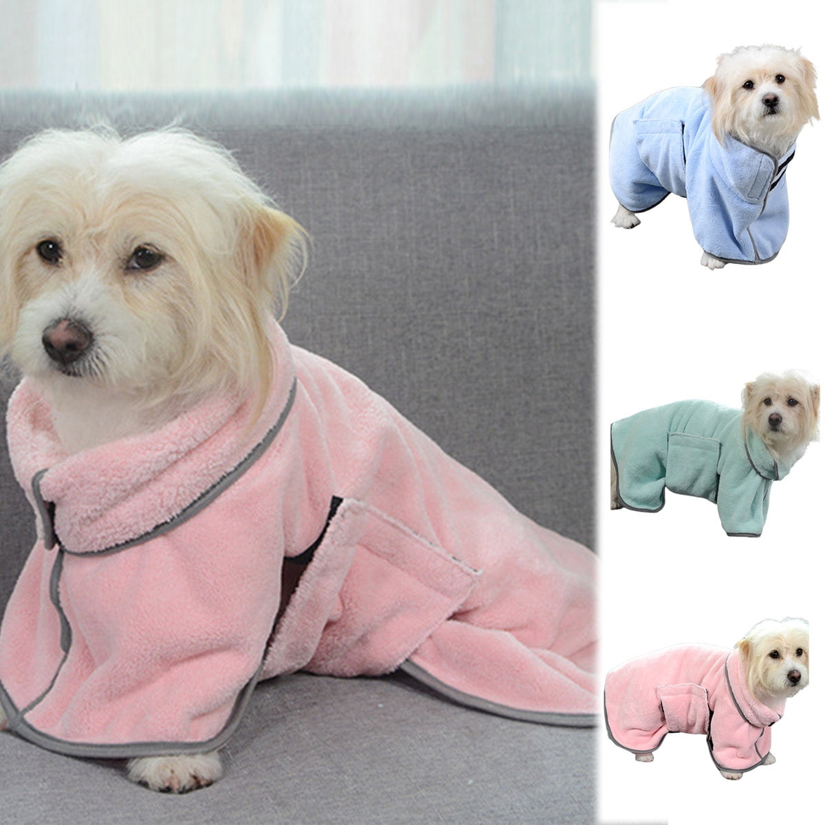 Pet Enjoy Soft Dog Bathrobe,Super Absorbent Fannel Dog Bathrobe Towel