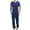 Dark Blue, variant on WQQZJJ Large Size Men's Pajamas Set, Summer Casual Solid Color Short Sleeve Top Elastic Waist Pants Two Piece, Modal Cotton Comfortable Homewear