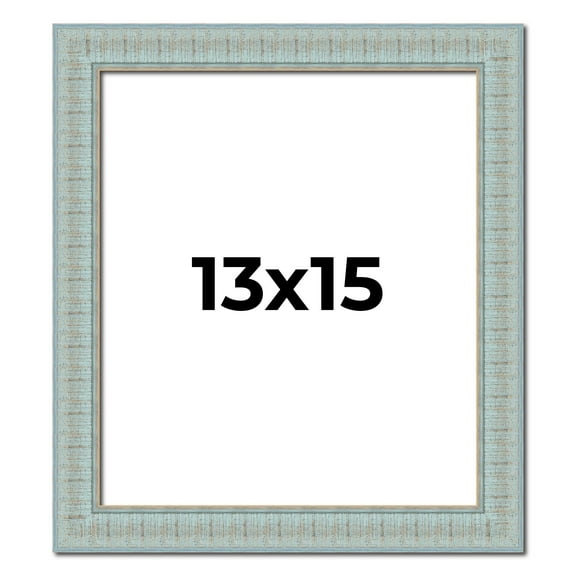 13x15 Frame Blue Teal Distressed Solid Wood Picture Frame | 1.625 Inch Moulding Width | Sonoma Blue