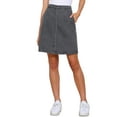 thumbnail image 1 of Faldas de mezclilla A-Line de mujer INSPIRE CHIC, cintura alta, con botones, falda de jean casual, gris negro M, 1 of 6