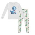 thumbnail image 2 of Pyjamas pour Bébé Ensemble de Pyjama Imprimé Dinosaure Col Rond Manches Longues Pantalon 2 Pcs Printemps Automne Pyjamas pour Garçon Gris Clair 4 Ans-5 Ans, 2 of 5