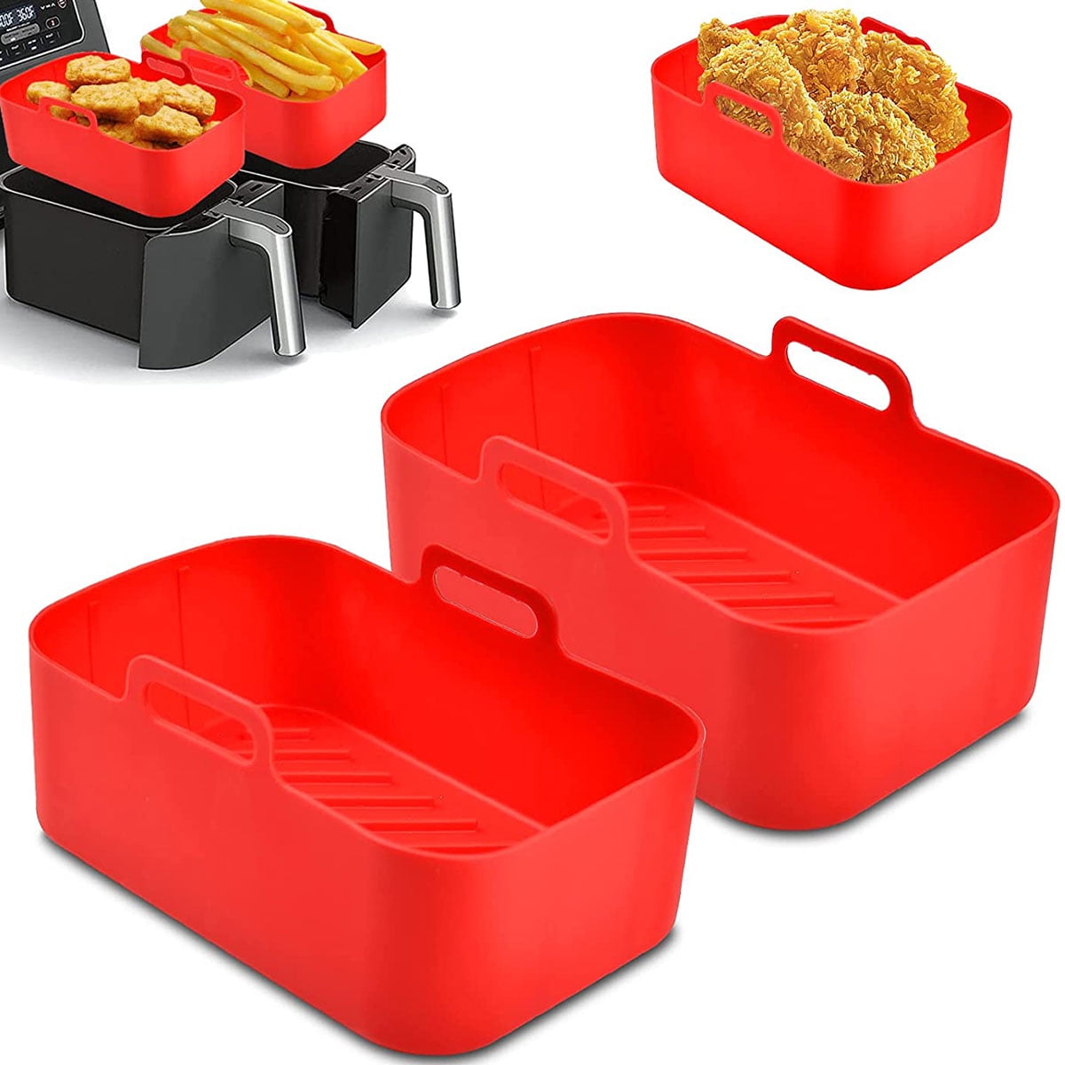 Gpoty 2Pcs Silicone Air Fryer Pot Air Fryer Basket Air Fryer Liners gpoty-2pcs-silicone-air-fryer-pot-air-fryer-basket-air-fryer-liners