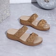 thumbnail image 6 of Pandaie Womens Sandals Rhinestone Orthopedic Summer Wedge Slides with Arch Support Ladies Sparkly Bohemian Casual Walking Shoes with Hook and Loop Brown Size 6, 6 of 9